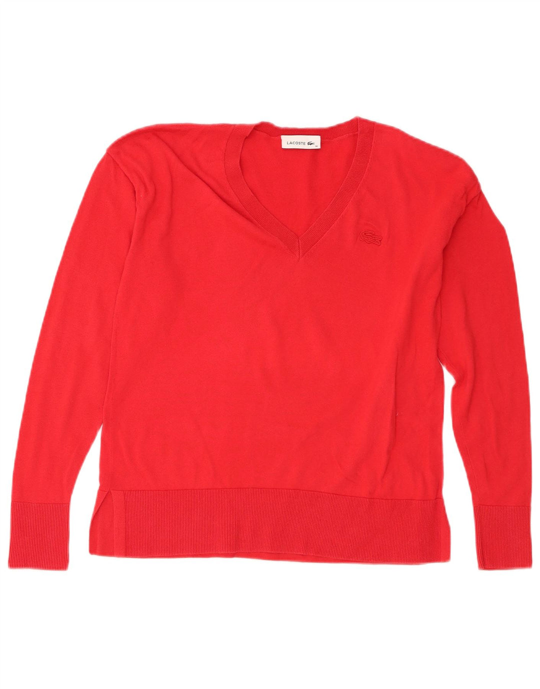 Lacoste Dame V-hals sweater Str. 36 Lille Rød