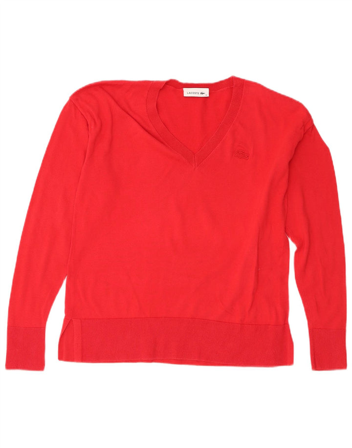 Lacoste Dame V-hals sweater Str. 36 Lille Rød