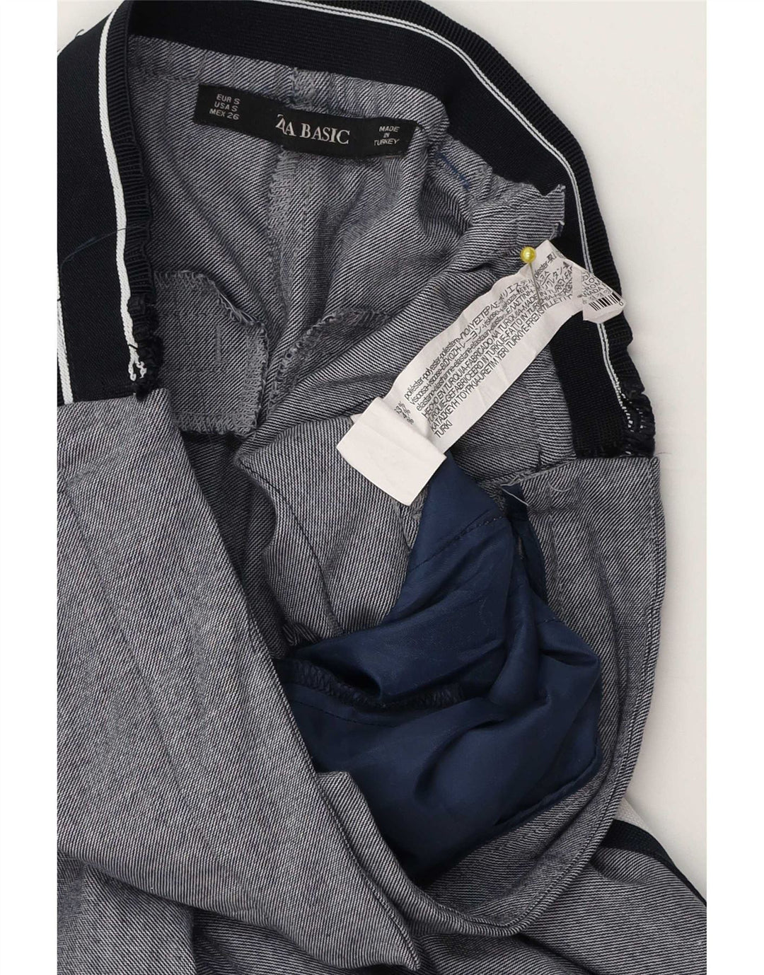 Zara Slim Chino-bukser til kvinder Small W26 L27 Gråstribet polyester