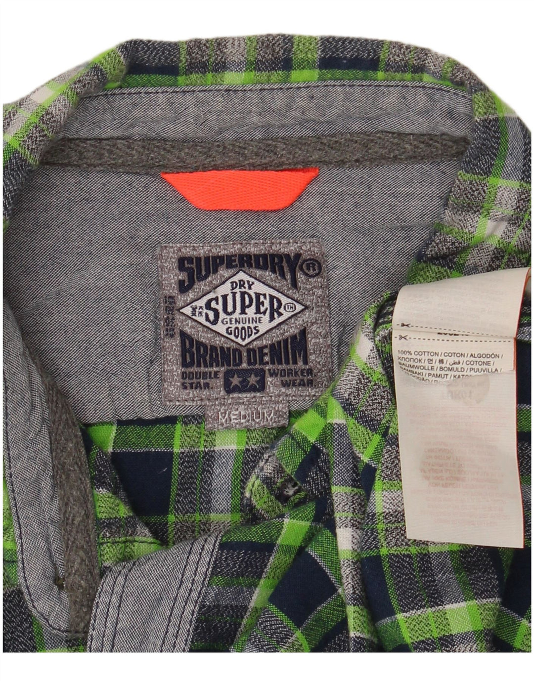 Superdry Flanelskjorte til kvinder UK 14 Mellemgrøn ternet bomuld