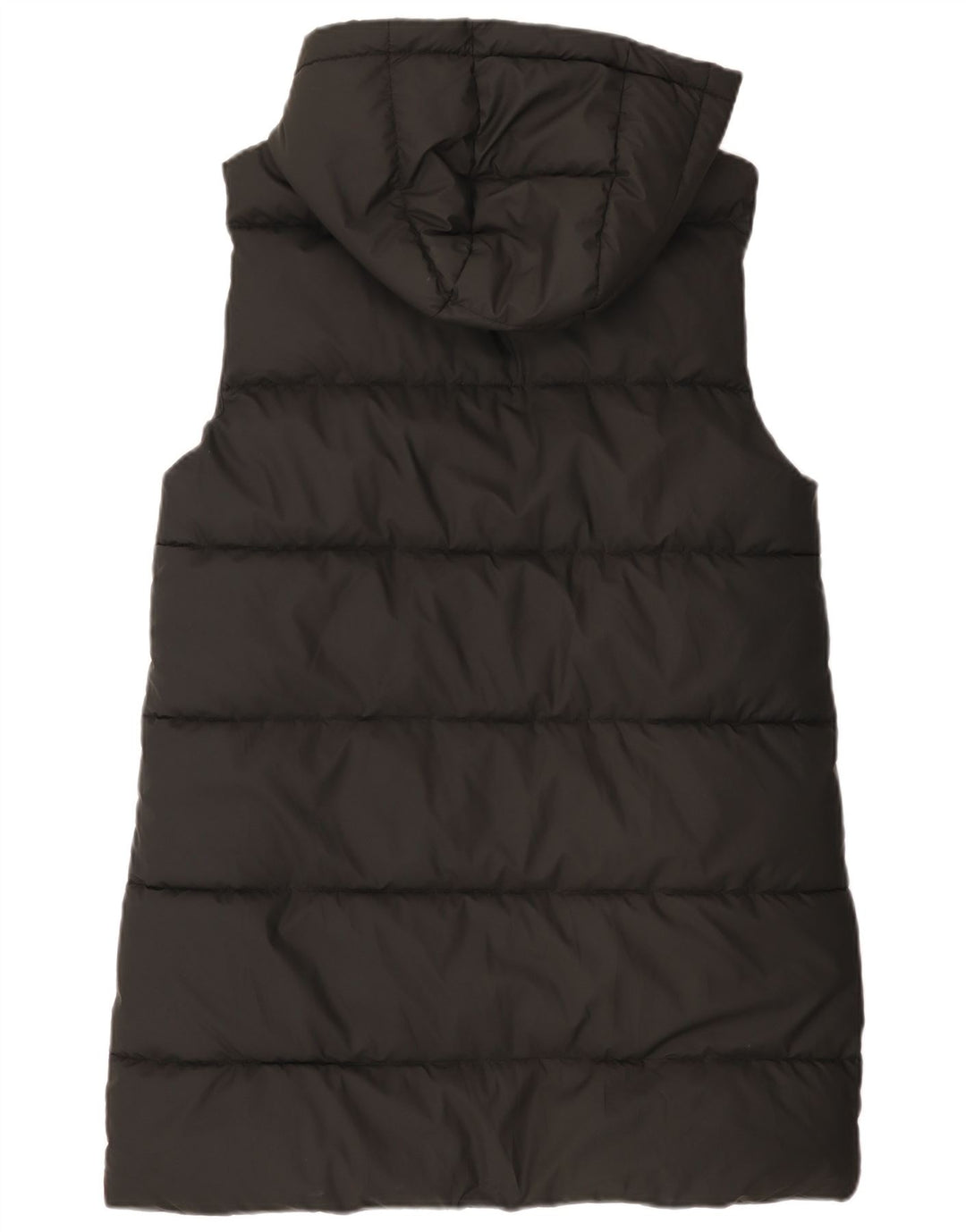 Zara Dame Hætte Ærmeløs Polstret Frakke UK 14 Medium Sort Polyester