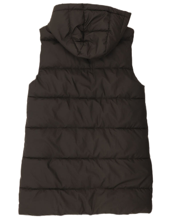 Zara Womens Hooded Sleeveless Padded Coat UK 14 Medium Black Polyester