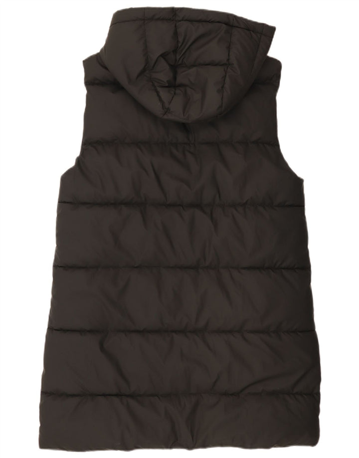 Zara Dame Hætte Ærmeløs Polstret Frakke UK 14 Medium Sort Polyester