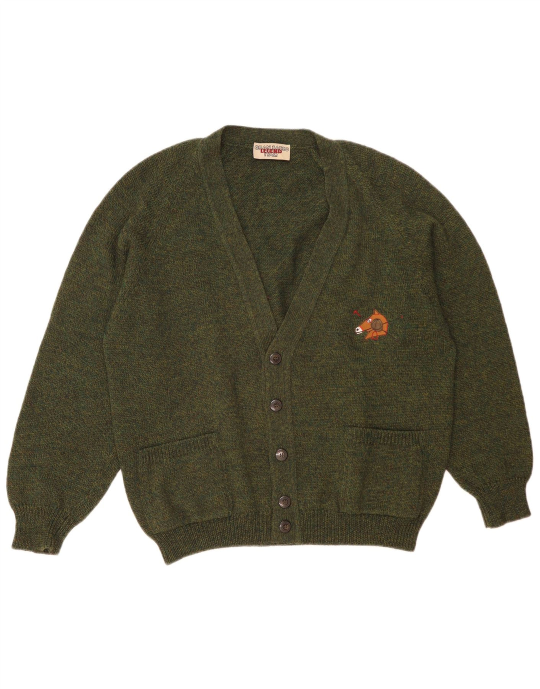 Gran Sasso Herre Cardigan Sweater XL Khaki Wool