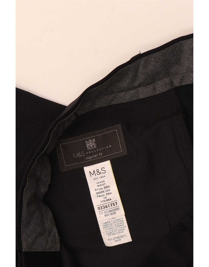 Marks & Spencer Herre Regular Fit Suit Bukser W36 L29 Marineblå polyester