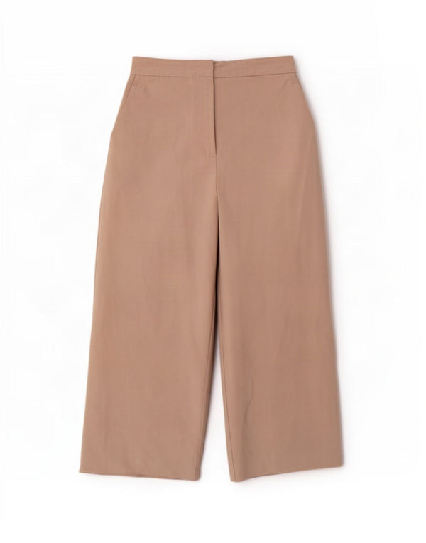 Zara Kvinder Højtaljede Brede Ben Cropped Bukser Small W26 L24 Beige