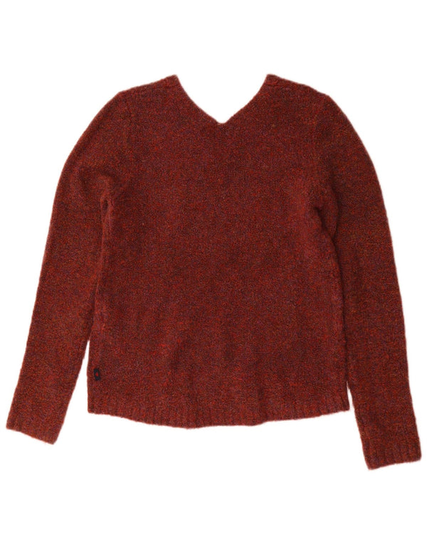 Kappa Dame V-hals sweater UK 12 Medium Burgundy Flecked Acryl