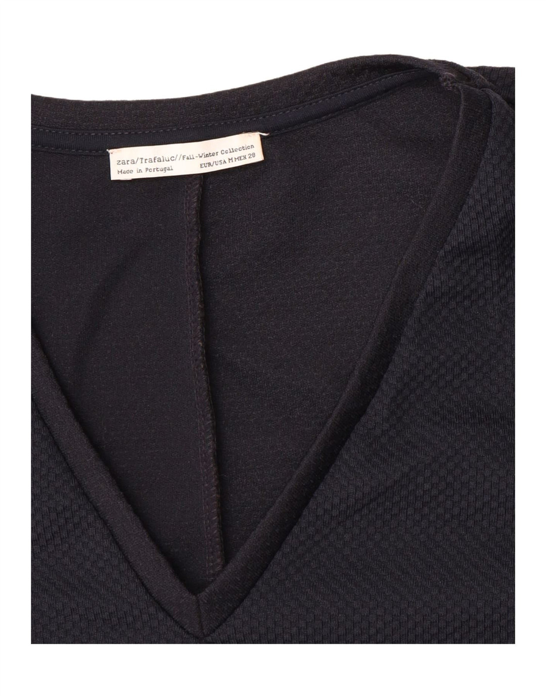 Zara Dame Crop Top Langærmet UK 14 Medium Navy Blue