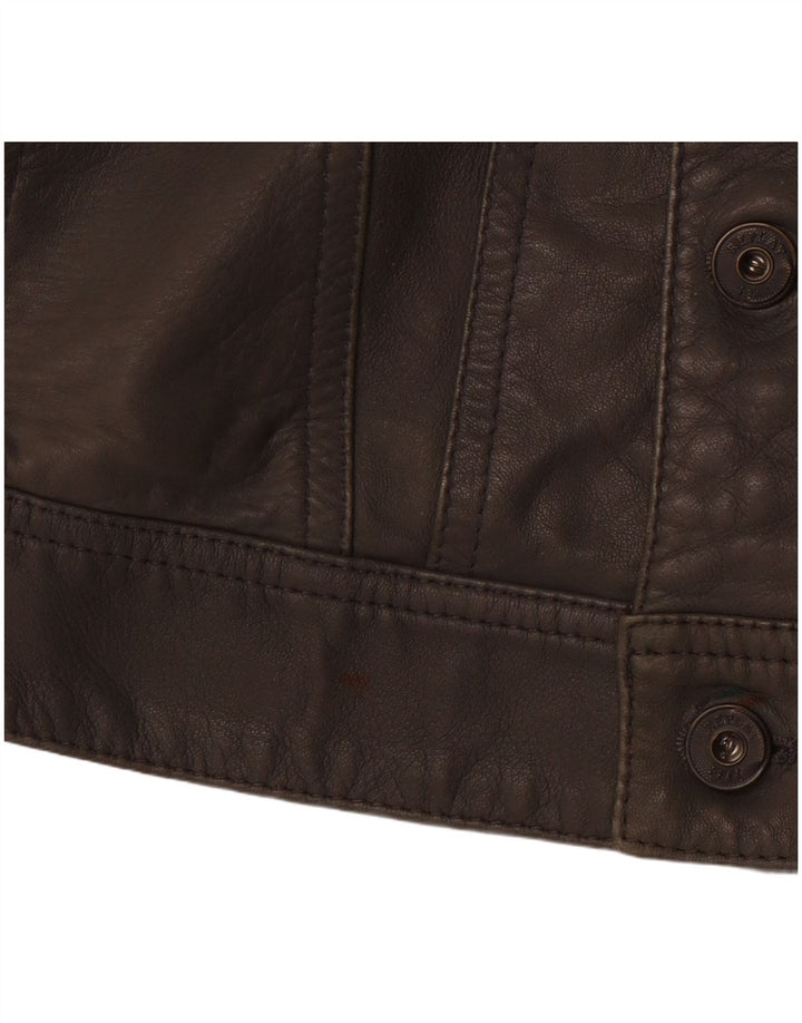 REPLAY Dame Læderjakke UK 10 Small Grey Læder