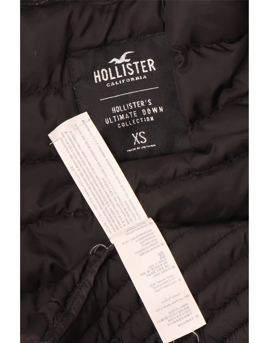 Hollister polstret jakke til kvinder UK 6 XS sort nylon