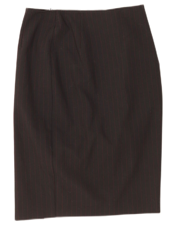 Roccobarocco Womens Pencil Skirt IT 42 Medium W26 Black Pinstripe