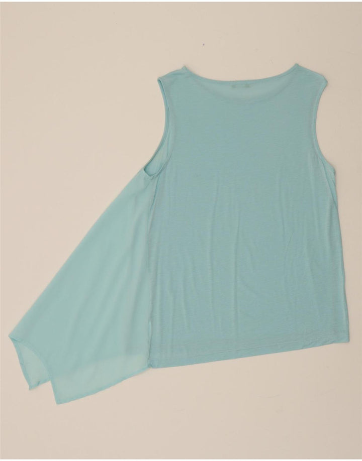 BENETTON Womens Asymmetric Sleeveless Blouse Top UK 12 Medium Turquoise Vintage Benetton and Second-Hand Benetton from Messina Hembry 