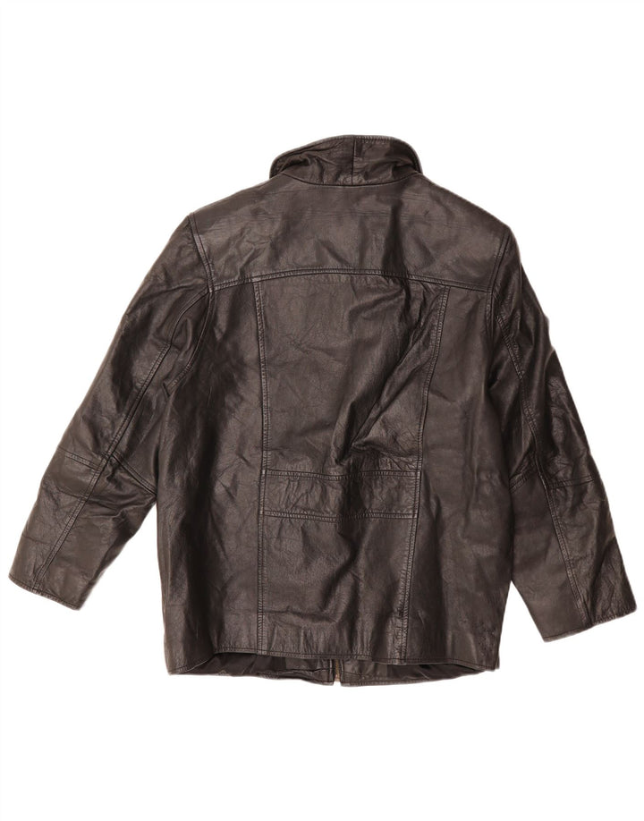 JOY Womens Oversized Leather Jacket IT 44 Medium Black Leather