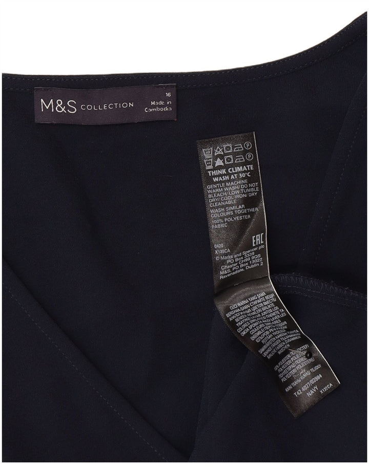 Marks & Spencer Dame 3/4-ærmet Shift Dress UK 16 Large Navy Blue