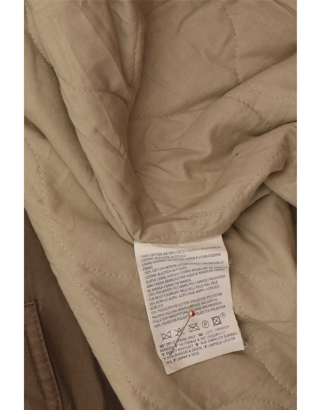Levi's Herre Hooded Parka Jacket UK 40 Stor Beige Bomuld