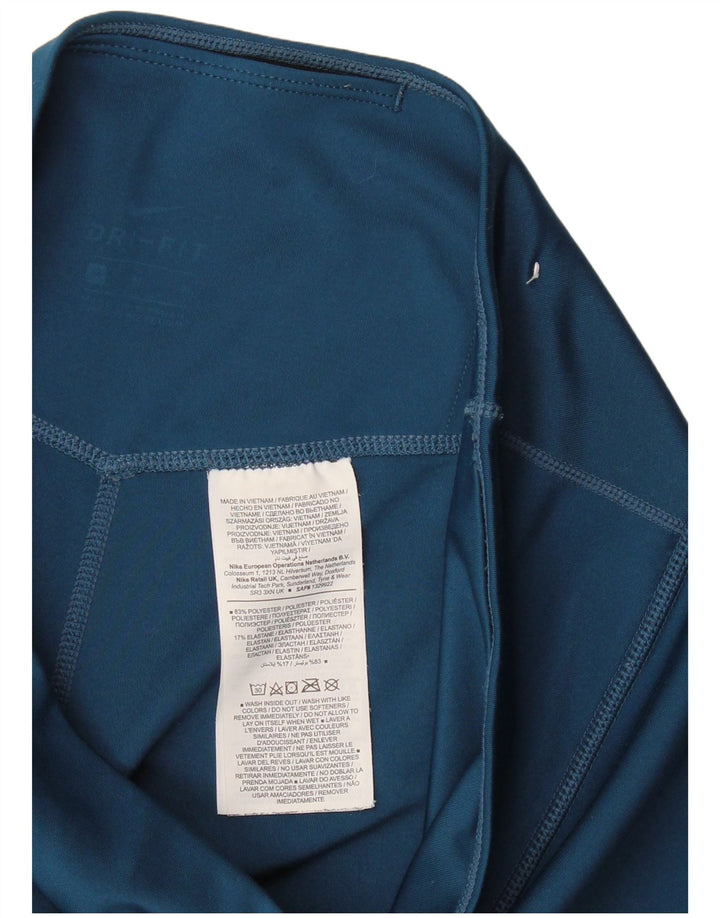 Nike Dame Dri Fit Grafiske Leggings UK 12 Medium Blue Polyester