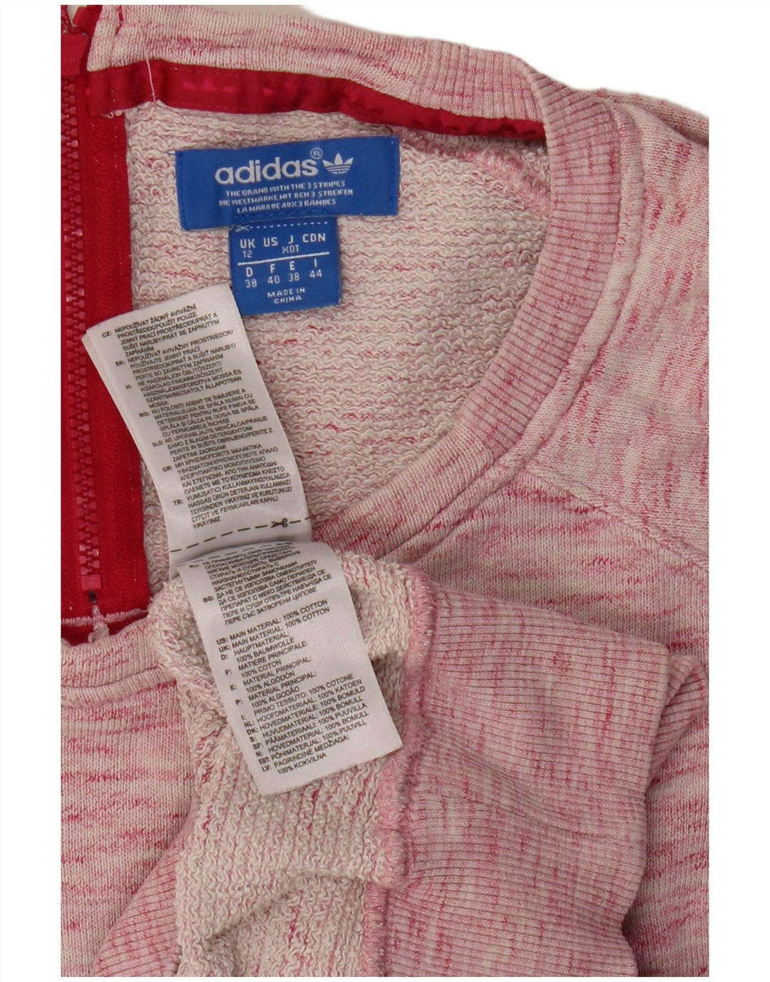 Adidas Dame Sweatshirt Jumper UK 12 Medium Pink Flecked Bomuld