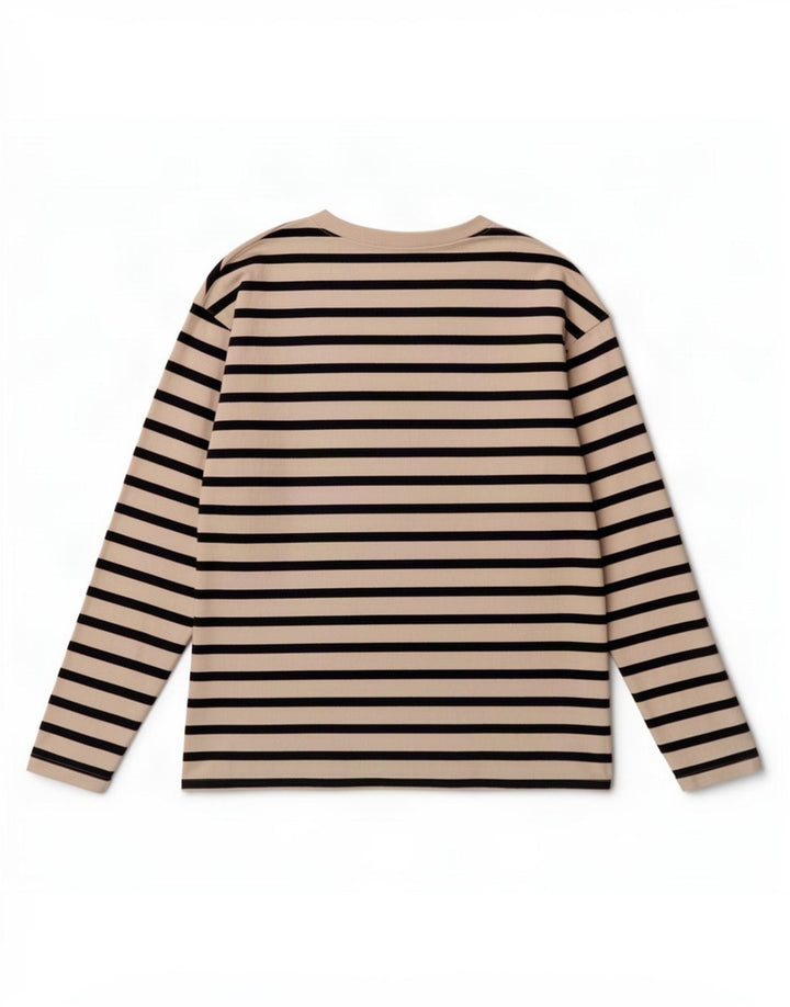 Zara Dame Top Langærmet UK 14 Medium Hvid Stribet