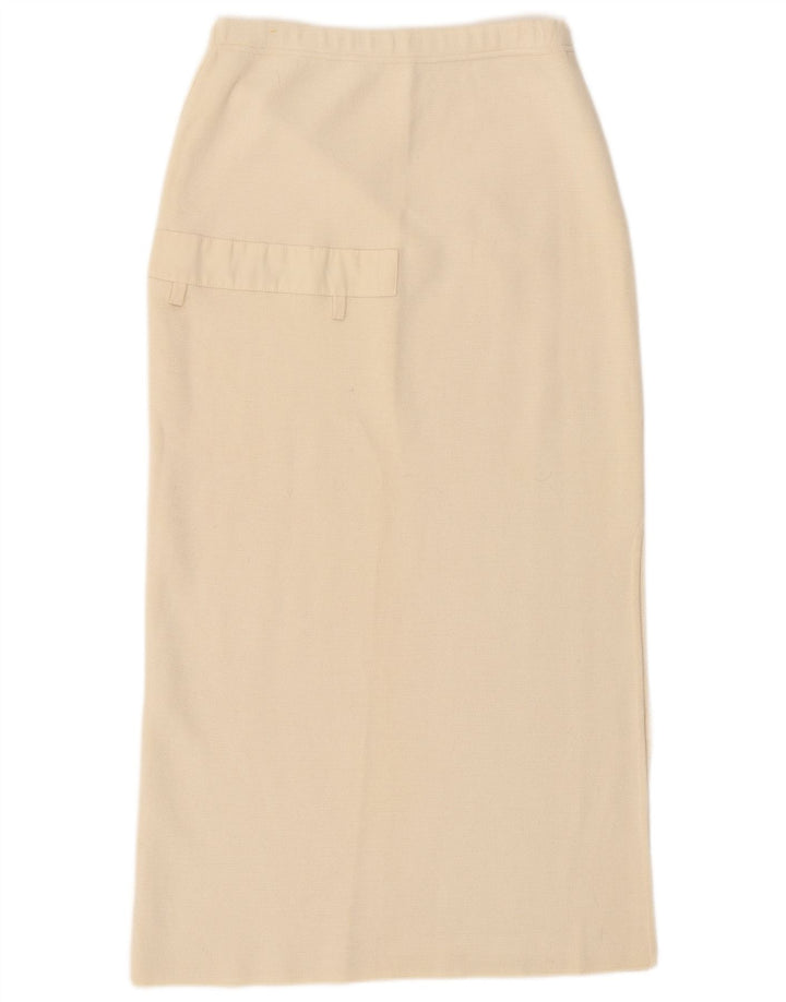 Vintage damestrikket midi-nederdel W32 Large Off White