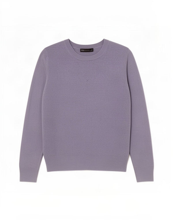 Marks & Spencer Dame Boat Neck Jumper Sweater UK 12 Medium Lilla Akryl