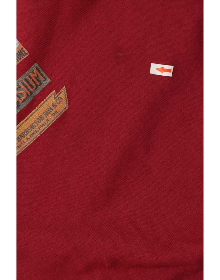 Vintage Herre Grafisk Sweatshirt Jumper Large Burgundy Argyle/Diamond