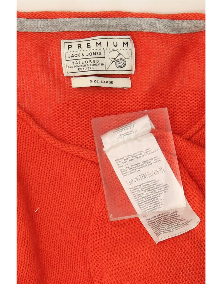 Jack & Jones Herre Crew Neck Jumper Sweater Large Orange Linen