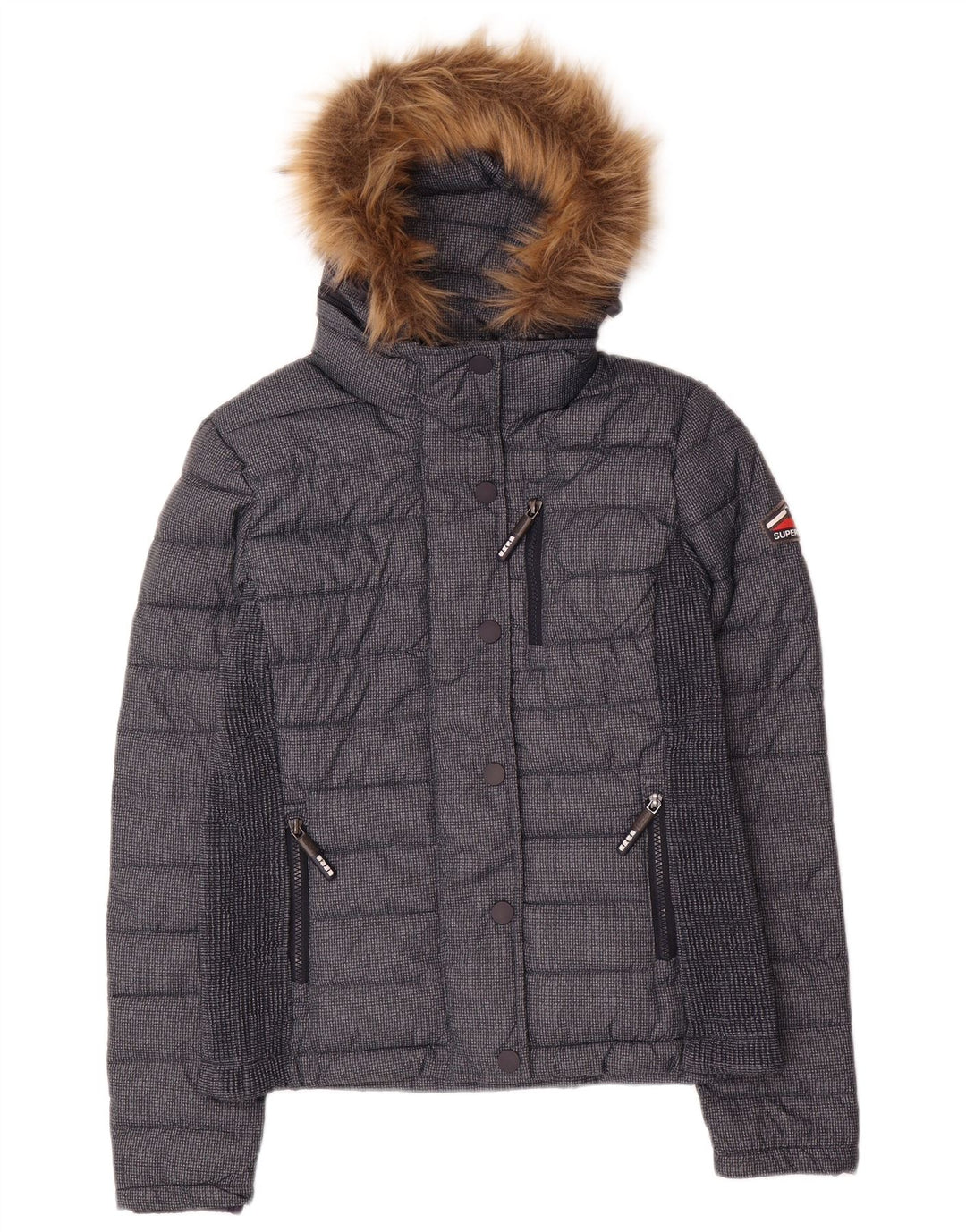 Superdry Polstret hættejakke til kvinder UK 12 Medium Navyblå polyester