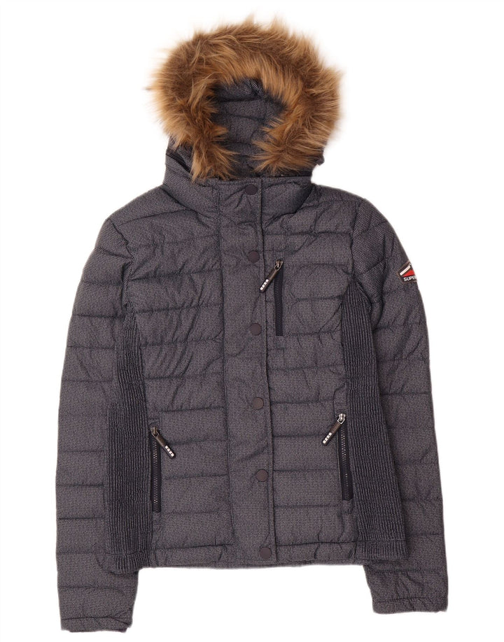 Superdry Polstret hættejakke til kvinder UK 12 Medium Navyblå polyester