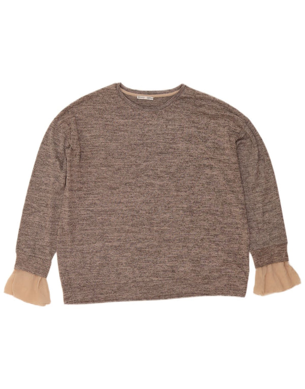 Zara Sweatshirt Jumper UK 14 Medium Grey Flecked