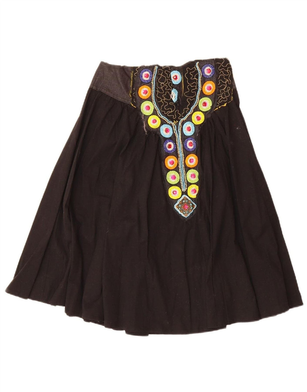 VALIA Womens Flared Skirt Small W28  Black Geometric Cotton