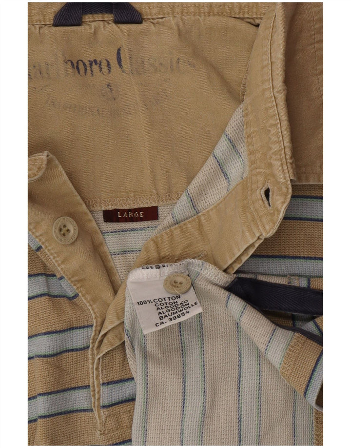 MARLBORO CLASSICS Poloshirt til mænd, stor beige stribet