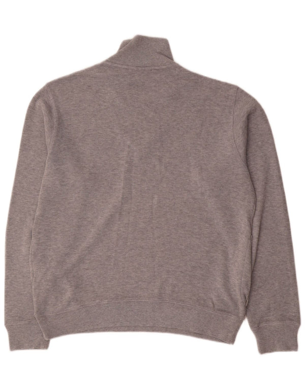 Lacoste Herre Zip Neck Sweatshirt Jumper Størrelse 4 Medium Grey Flecked Bomuld