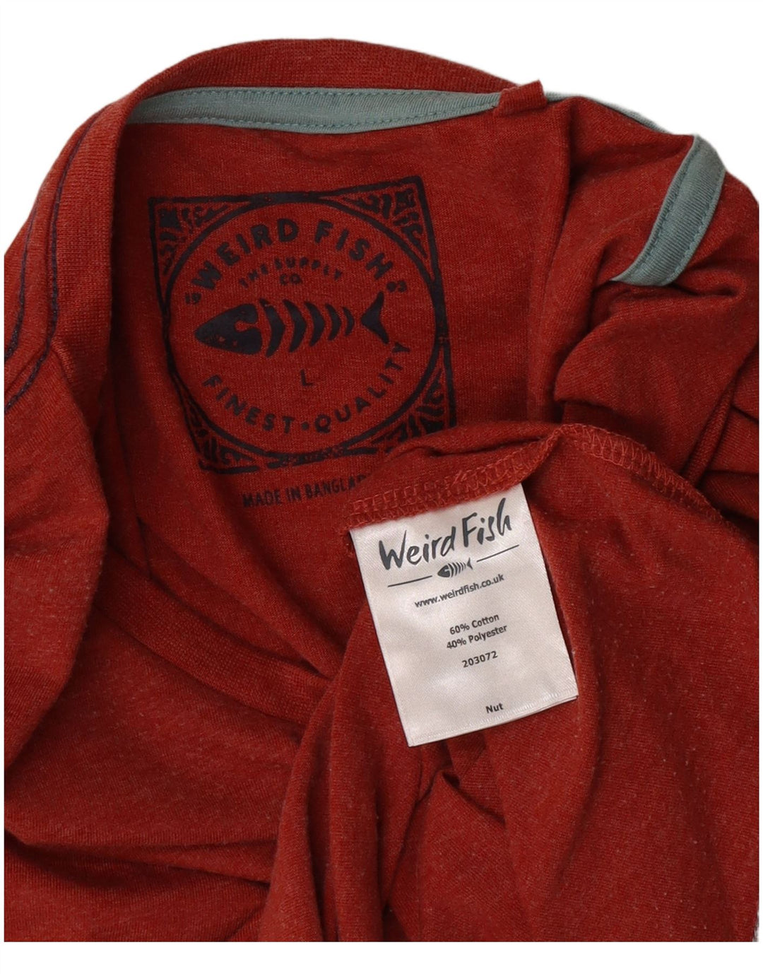 Weird Fish Herre Grafisk T-Shirt Top Stor Rød Bomuld