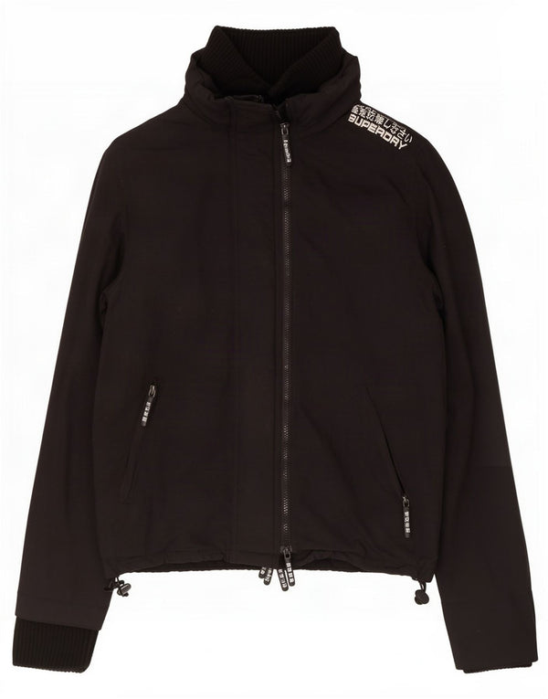 Superdry Womens Rain Jacket UK 14 Large Black Nylon