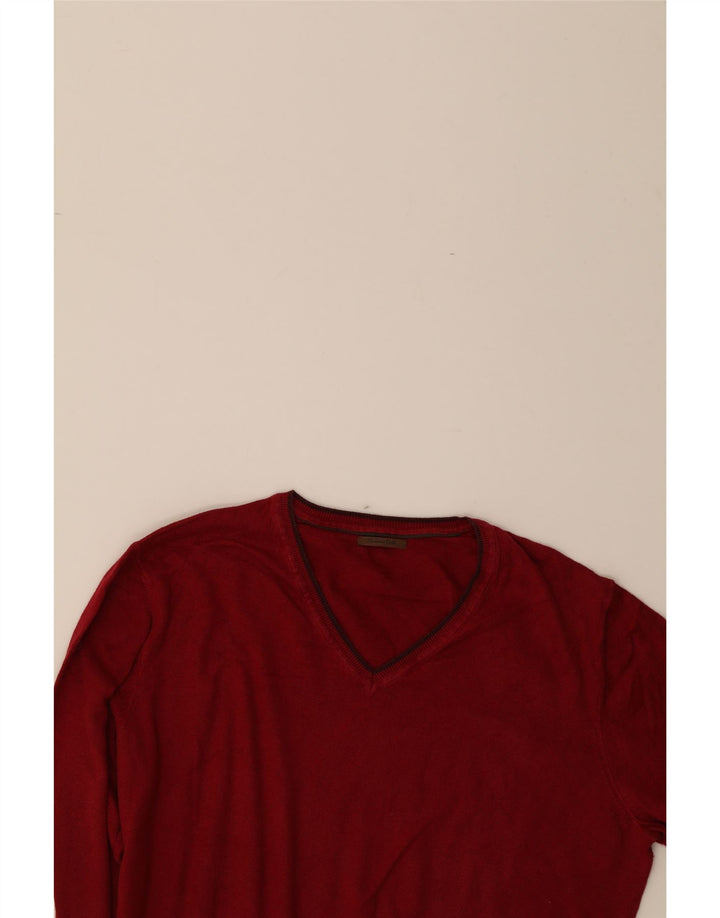 MASSIMO DUTTI Mens V-Neck Jumper Sweater Large Red Vintage Massimo Dutti and Second-Hand Massimo Dutti from Messina Hembry 