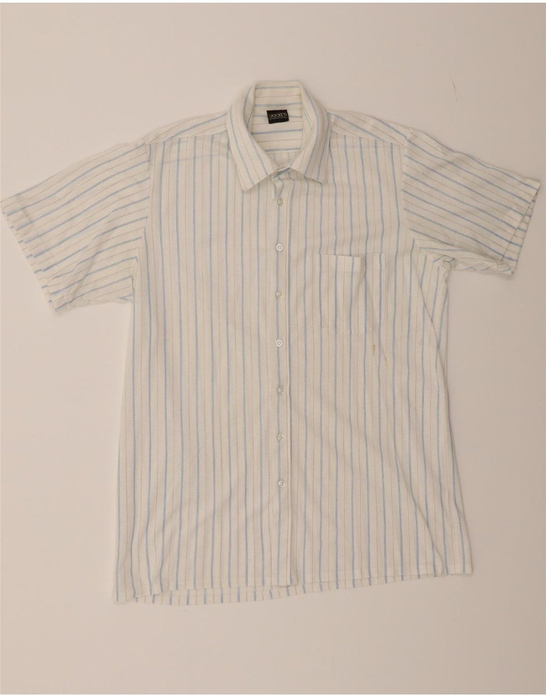 JOCKEY Mens Short Sleeve Shirt IT 52 Large Blue Striped Vintage Jockey and Second-Hand Jockey from Messina Hembry 