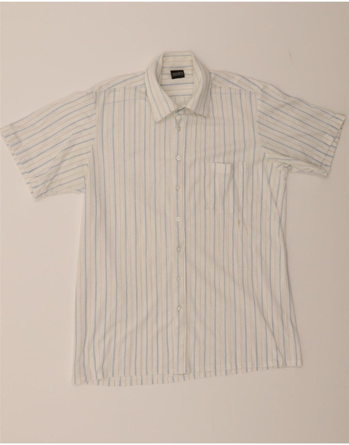 JOCKEY Mens Short Sleeve Shirt IT 52 Large Blue Striped Vintage Jockey and Second-Hand Jockey from Messina Hembry 