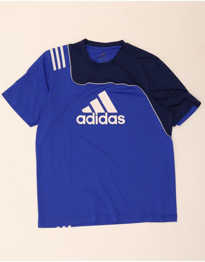 Adidas Herre grafisk T-shirt Top Medium Blue Colourblock Polyester