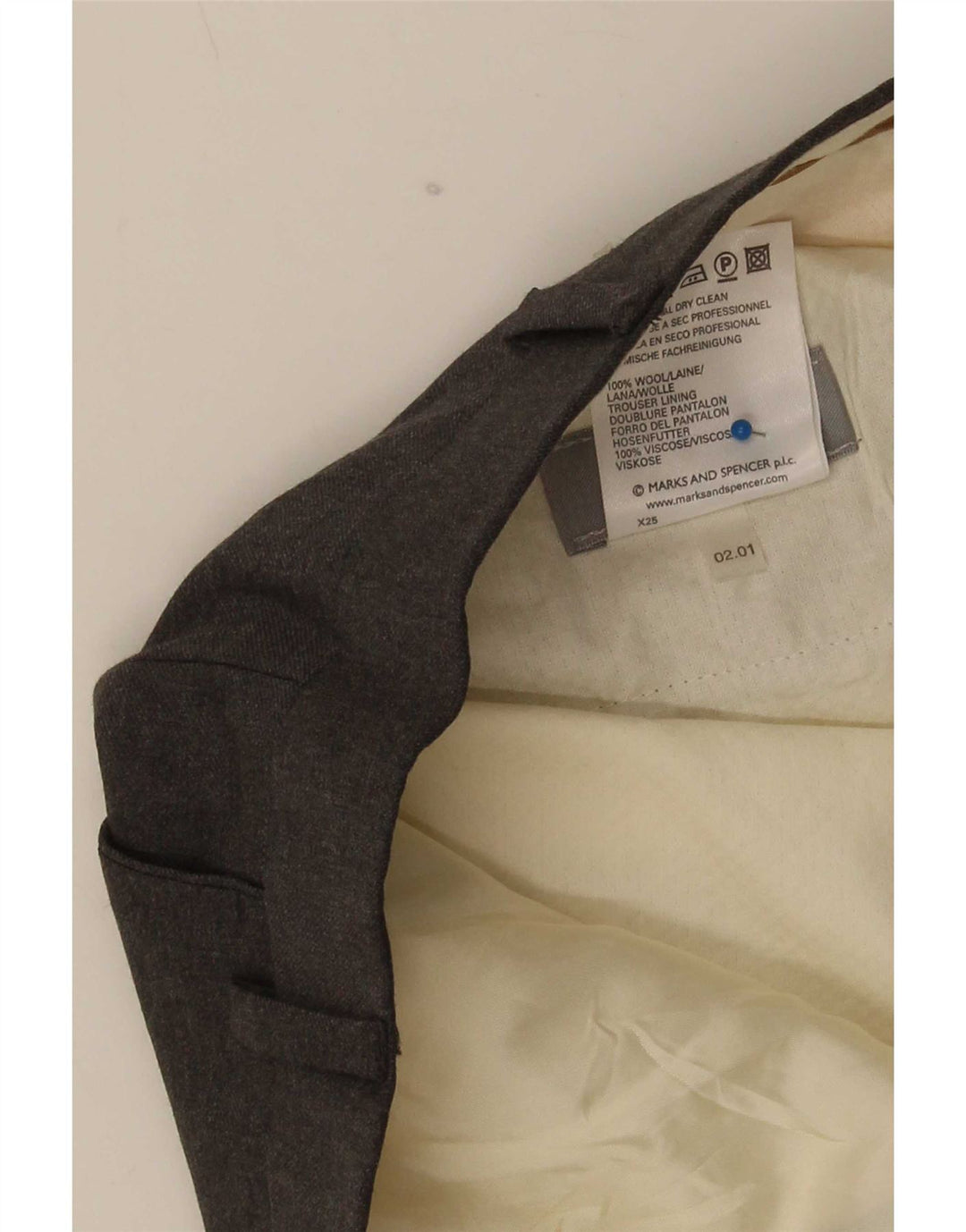 Marks & Spencer Herre Crop Suit Bukser W36 L24 Grå uld