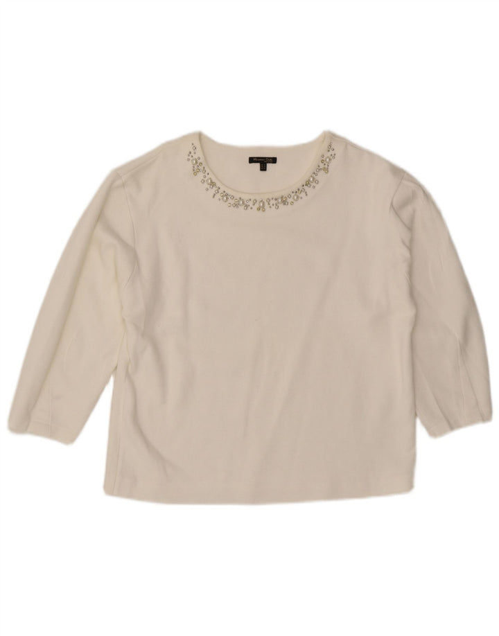 Massimo Dutti Dame Top 3/4 ærmer UK 14 Medium White
