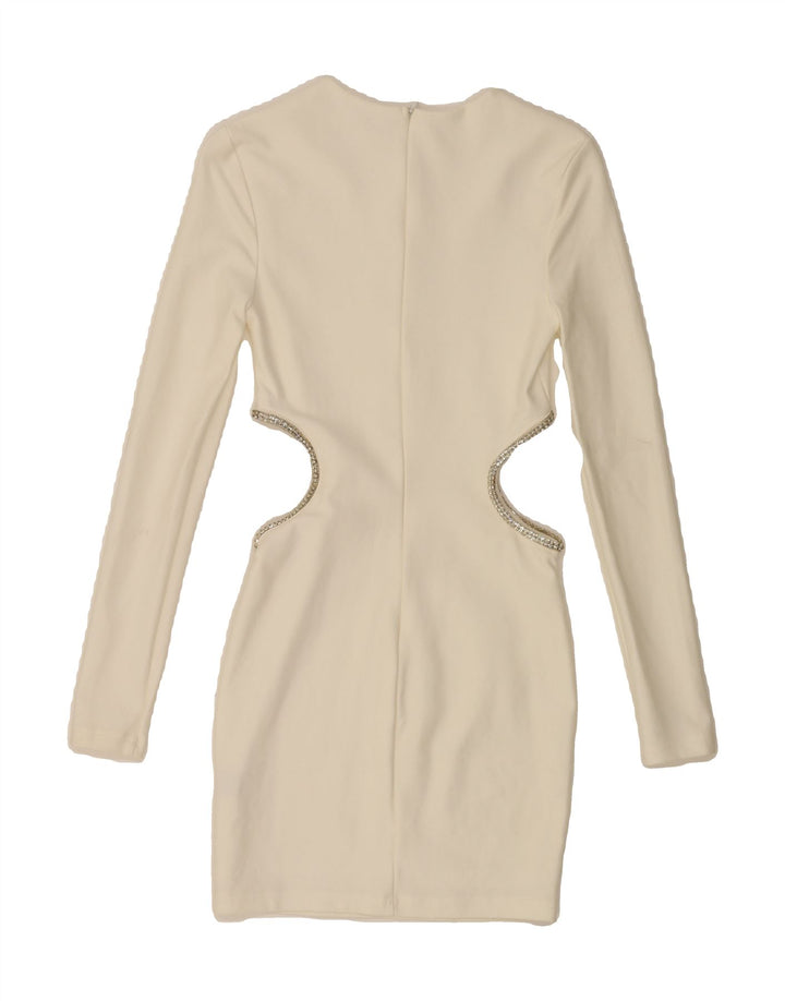 SHEIN Womens Long Sleeve Bodycon Dress UK 8 Small White Vintage Shein and Second-Hand Shein from Messina Hembry 