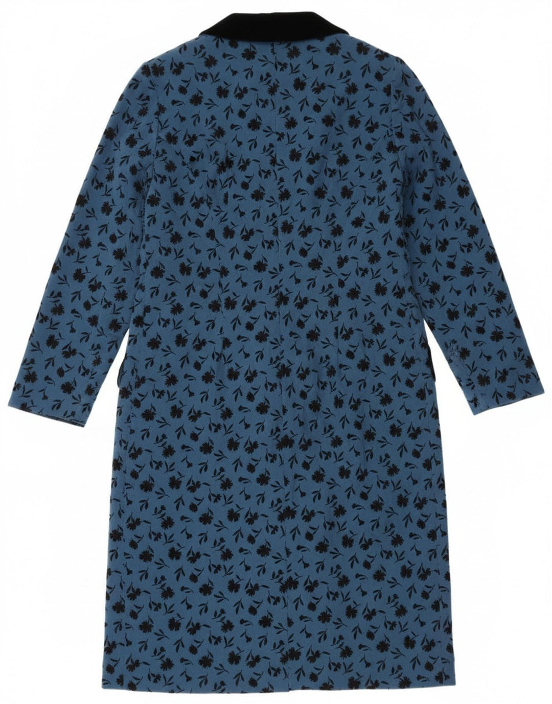 Vintage Dame Langærmet Skift Kjole UK 14 Medium Blue Floral