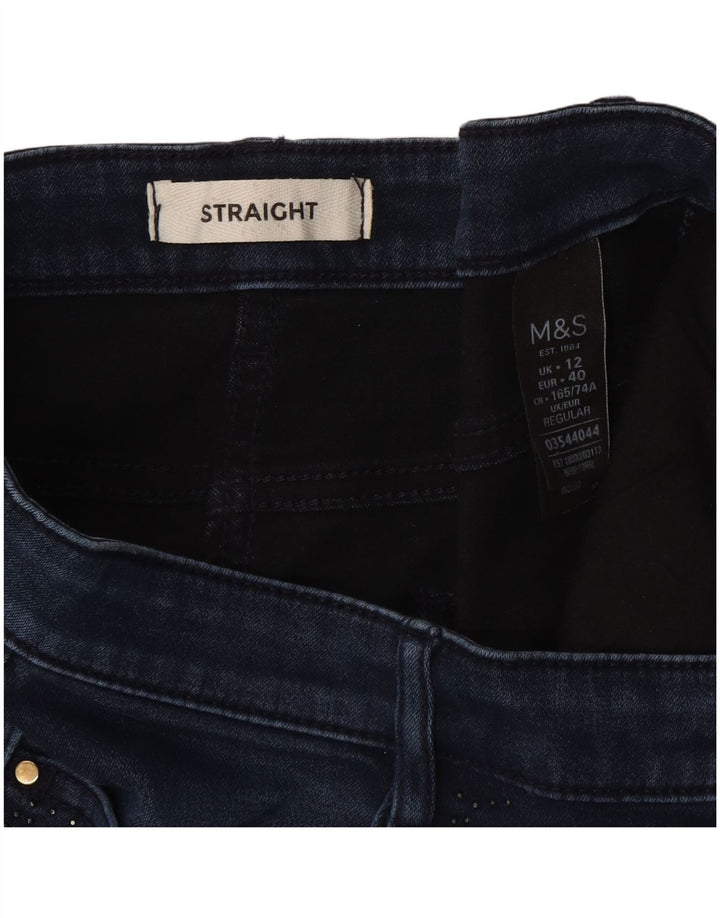Marks & Spencer Dame Straight Jeans UK 12 Medium W30 L30 Blå Bomuld