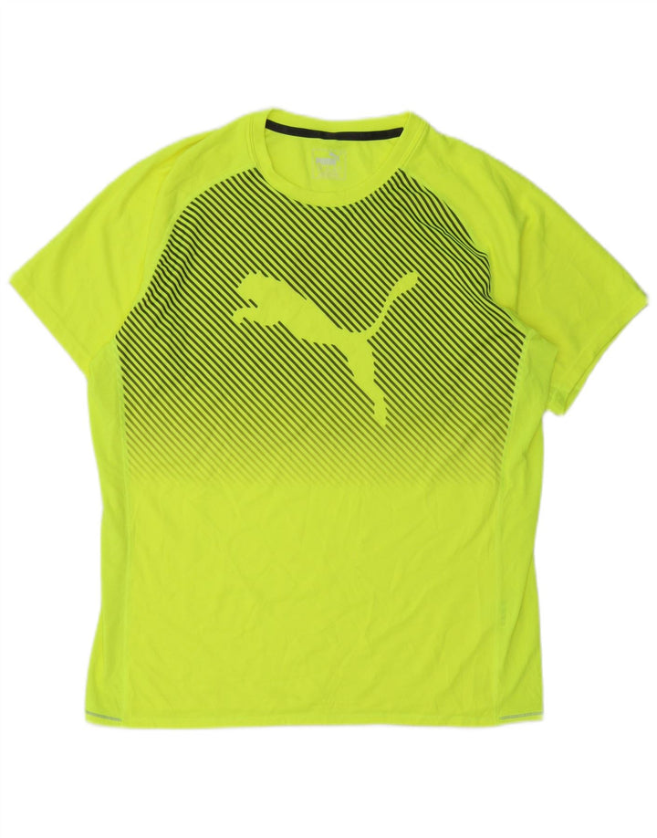 PUMA Grafisk T-shirt top til mænd, stor gul nålestribet polyester