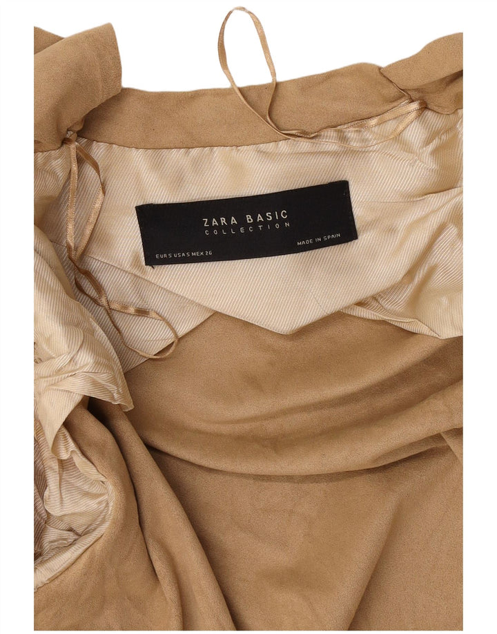 Zara Womens Oversized Asymmetrisk Cardigan Sweater UK 10 Small Beige
