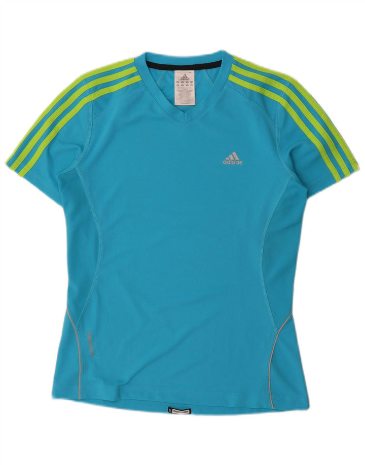 Adidas Dame T-Shirt Top UK 12 Medium Blue Polyester