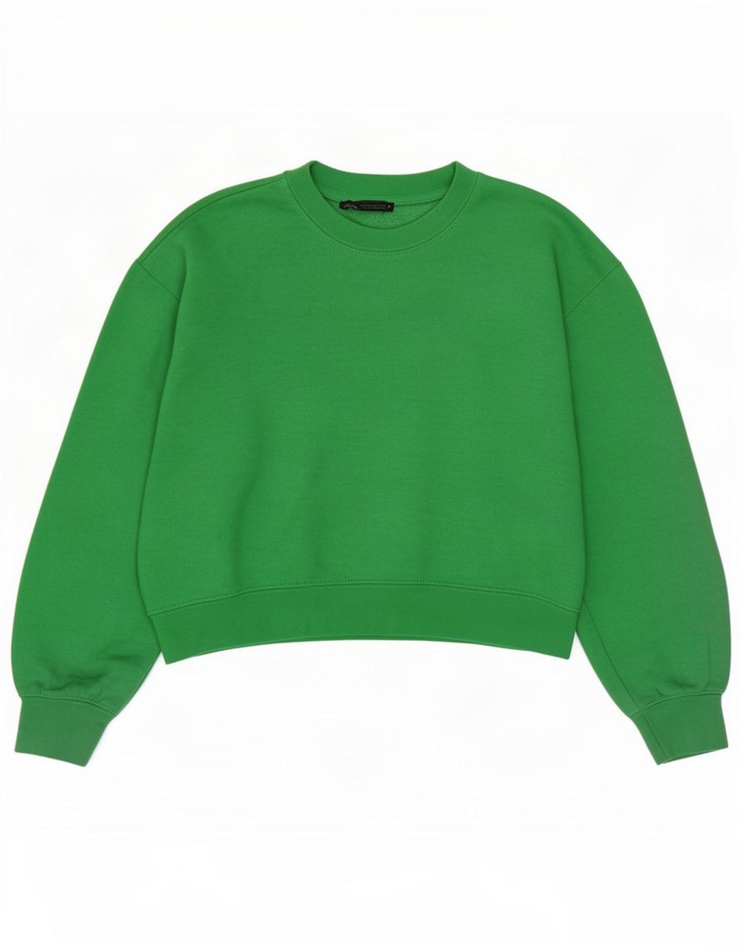 Zara Womens Crop Oversized Sweatshirt Jumper UK 10 Small Green Polyester