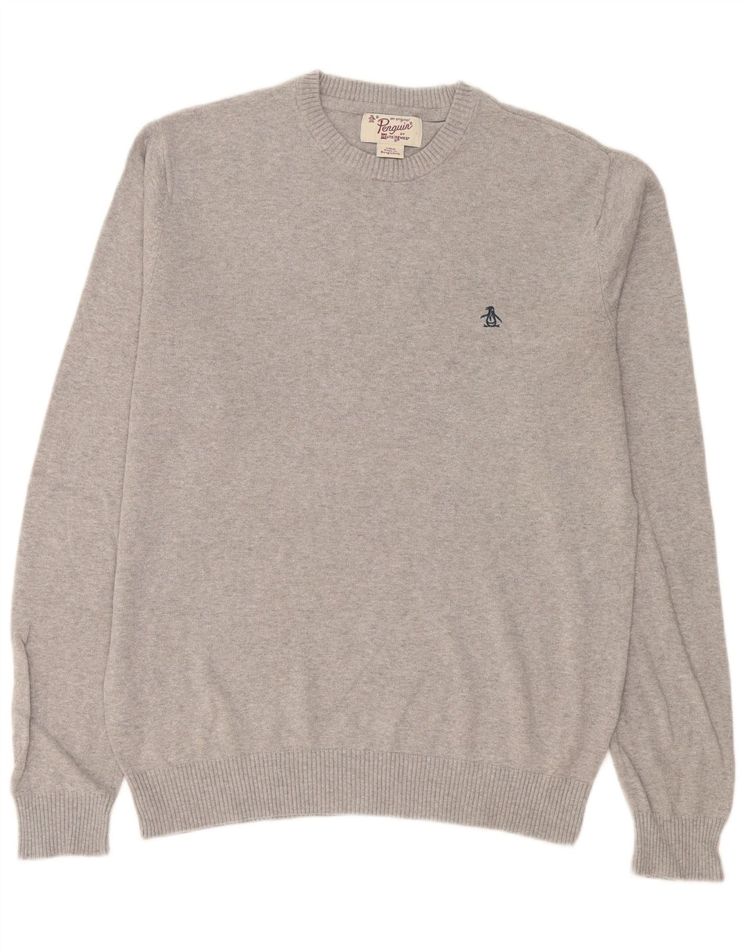 Penguin Herre Crew Neck Jumper Sweater Stor grå Flecked Bomuld
