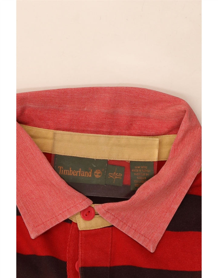 TIMBERLAND Rugby poloshirt til mænd XL rødstribet bomuld
