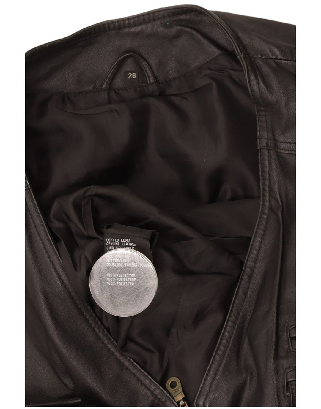 VINTAGE Herre Læder Gilet UK 42 XL Sort Læder